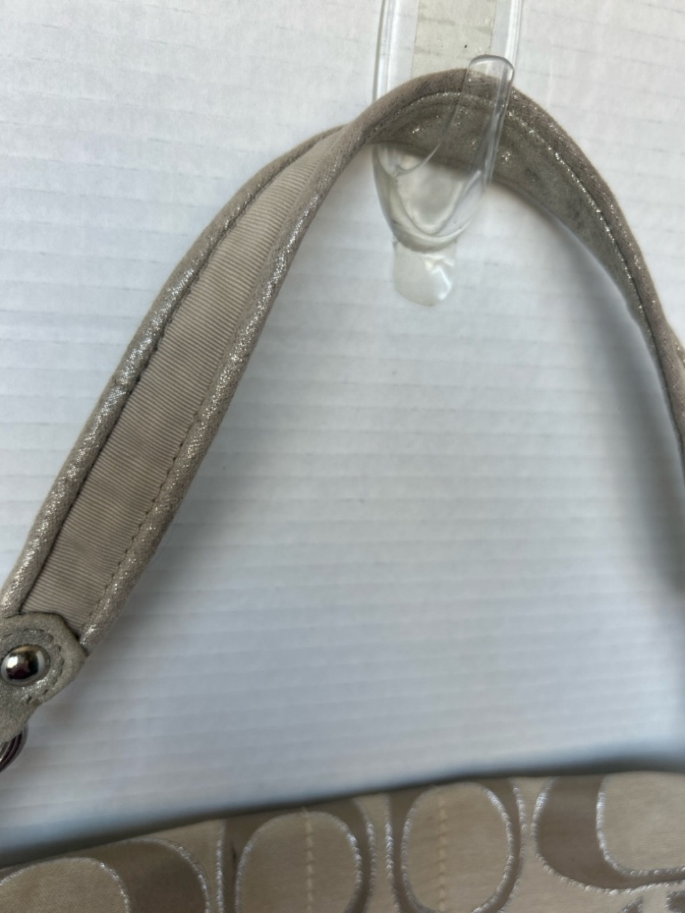 Coach Poppy Signature C Metallic Canvas & Leather Messenger Flap Satchel - Picture 4 of 9